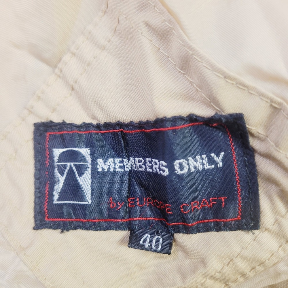Members Only Mens Vintage Iconic Racer Jacket 40 Tan Beige Zip Up L12 - Picture 16 of 16